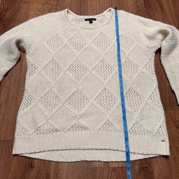 American Eagle Womens Cream Beige Crewneck Sweater Textured Knit Size Large - Picture 8 of 8